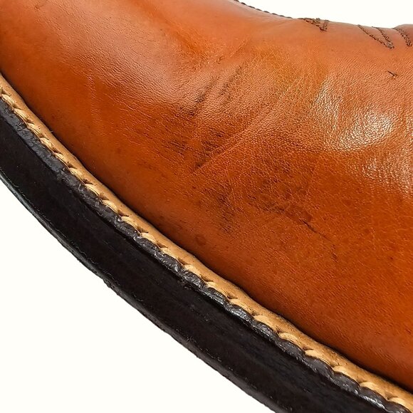 Kangaroo Exotic Bona Allen Cowboy Boots Mens 8D Rust Orange Leather Western 8268 - Picture 9 of 16